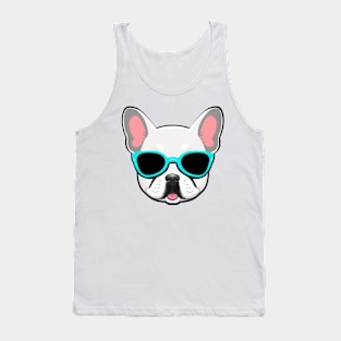 White French Bulldog in Blue Shades Frenchie Tank Top